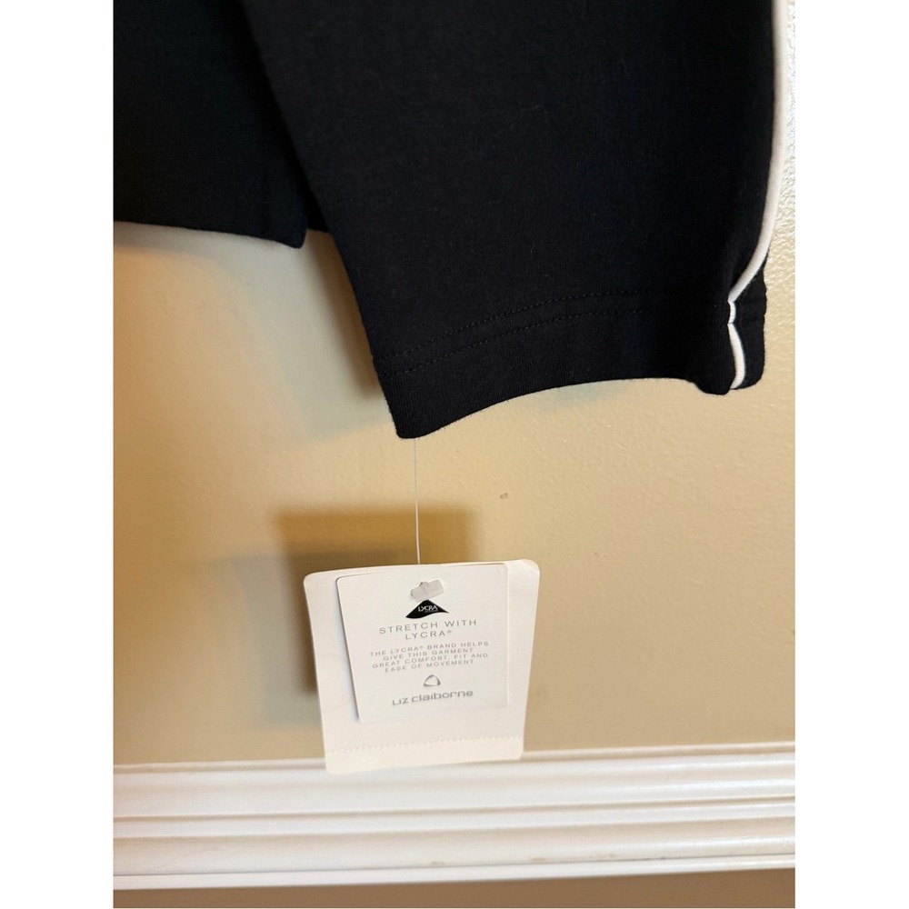 Liz Claiborne Liz & Co Womens Black Quarter Zip Sweatshirt Modern Contrast M - Picture 4 of 5